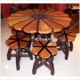 东南亚实木家具泰式风格家居 中式家具花瓣实木家具餐桌凳子