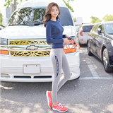 韩国春秋季女瑜伽服套装运动长袖T恤显瘦修身跑步健身房健身上衣