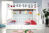广州可定制全实木松木带护栏书架抽屉儿童白色上下铺子母床双层床