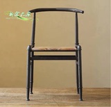 欧式复古铁艺椅子做旧色酒书桌仿古啡厅椅子餐椅布艺现代简约田园