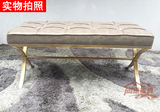 后现代灰色长条凳子床尾凳梳妆凳床边凳拉丝钛金不锈钢沙发矮凳子