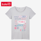 Baleno/班尼路女装 甜美可爱学院风印花T恤 纯棉短袖圆领体恤TEE