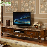 大理石电视柜茶几组合简约美式欧式电视柜客厅实木脚法式古典地柜