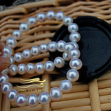 龙府天然淡水珍珠项链9-10mm白亮粉无瑕极强光可比海水珍珠送妈妈