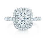 美国正品代购Tiffany蒂芙尼双排珠镶钻石铂金戒指包邮税附小票