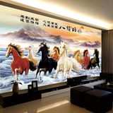 八骏图十字绣马到成功新款客厅大幅现代简约八匹马精准印花满绣