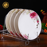 锦晟唐山中式陶瓷西餐盘子创意家用厨房骨瓷餐具礼盒碗碟套装微波