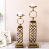 高档欧式镂空铁艺古铜创意烛台台灯摆件美式新中式样板间软装饰品