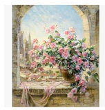 新款 窗前一景40*50DIY手绘画 植物花卉客厅装饰数字油画全国包邮