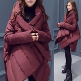 2015冬装新款韩版女装宽松中长款大码加厚A字斗篷型羽绒服外套潮