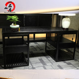 新中式仿古简约书桌电脑桌简易创意实木书桌椅书架组合样板房书房
