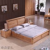 榉木家具储物床箱体床双人1.8米大床1.5简约中式单人床卧室婚床
