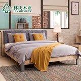 林氏木业现代家具简约板式床气动储物双人床 床头柜LS014BC1组合*