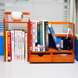 竹庭 桌面小书架带抽屉简易桌上书架置物架现代简约儿童组合书架