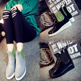 韩版冬季新款雨鞋短筒加绒保暖平跟厚底水鞋马丁雨靴女防滑防水潮