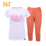 361女装运动服2016夏季运动套装361度运动短T七分裤女圆领短袖T恤