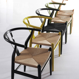 创意Y字形实木靠背椅时尚现代腾铁艺椅简约家用餐椅北欧扶手椅字