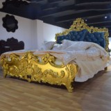 新古典后现代实木双人床欧式豪华1.8米婚床橡木金箔高箱公主床1.5