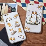 萌可爱日系卡通创意柴犬蚕丝纹iphone6s手机壳苹果6plus保护套5s