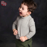 婴儿长袖t恤男童小宝宝秋冬装高领打底衫6个月小儿童纯棉上衣韩版