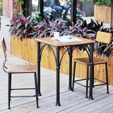欧式复古铁艺实木桌椅组合餐厅咖啡馆奶茶店酒吧桌椅套件休闲桌椅