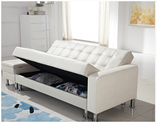 小户型多功能两用双人单人沙发PU皮布艺储物可折叠沙发床组合