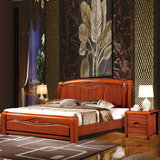 实木家具卧室胡桃木床全实木床1.8米双人床单人床现代中式婚床
