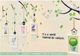 实木相框墙 儿童照片墙 儿童房间装饰 树林小鸟墙贴相框创意组合