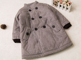 韩国童装男童 长袖加厚夹棉中长款外套 帅气保暖大衣 2015冬款