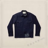 正品代购RRL 复古咔叽Vintage 男日本棉混纺缎织靛蓝染色长袖衬衫