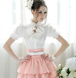 粉红大布娃娃2016春装新款韩版女装衬衫打底短袖修身衬衣女职业装