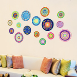 个性创意彩色盘子餐厅墙贴画客厅沙发背景墙壁装饰可移除自粘贴纸
