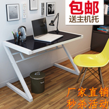 简易家用学习桌办公桌现代简约书桌写字台台式桌子钢化玻璃电脑桌