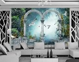 3D欧式大型整体壁画 梦幻拱门客厅卧室背景墙纸无缝整张天顶壁纸