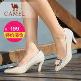 【特价清仓】Camel骆驼女鞋时尚舒适优雅金属尖头羊皮高跟单鞋女