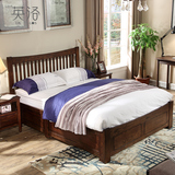 英洛 美式乡村实木床 经典简约双人床1.8米卧室家具婚床可储物