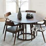 美式现代复古铁艺实木餐桌简易圆形茶桌休闲餐厅圆桌咖啡厅方桌子