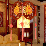 现代中式吊灯茶楼古典实木仿古羊皮客厅阳台简约餐厅饭店圆形宫灯