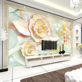 3D立体中式玉雕牡丹卧室壁画 花开富贵客厅沙发饭店电视背景墙纸