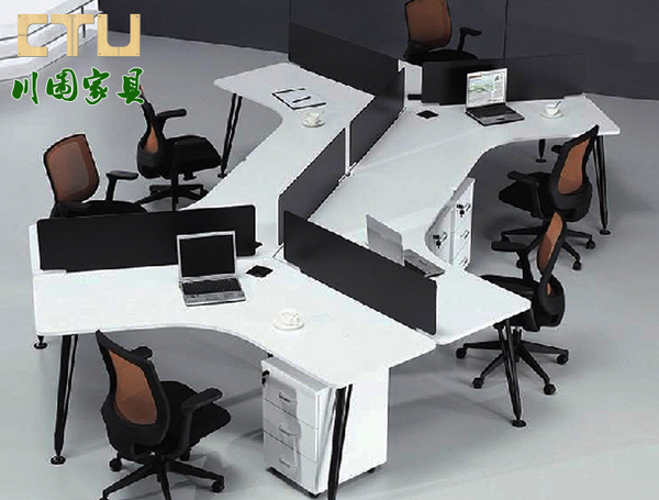 办公家具简易设计师办公桌公司6人简约钢木电脑桌现代