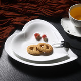 纯白西餐盘创意陶瓷盘子碟子心形盘酒店餐具餐厅点心盘菜盘凉菜盘