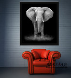 黑色大象简欧数字油画客厅装饰画餐厅挂画沙发背景墙有框单联画