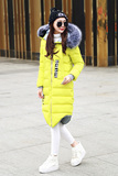 2015冬季新长款修身大毛领羽绒棉服女过膝韩版中长款棉衣加厚外套