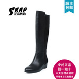 skap正品代购女鞋2014秋冬新款坡跟长靴拼色中跟靴子女靴10411961