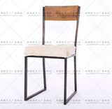 美式乡村复古餐椅子靠背实木软座电脑椅休闲椅简约时尚欧式铁艺椅