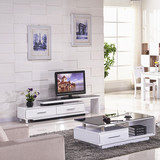 电视柜个性 简约 现代客厅影视柜可伸缩钢化玻璃烤漆茶几组合套装