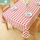 红色方格布艺桌布餐桌边柜茶几布正方形长方形桌布台布