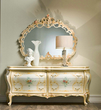 欧式家具法式奢华实木雕刻彩绘餐边柜地柜斗柜卧室梳妆台妆镜组合