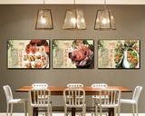 海鲜饭店餐馆酒楼海鲜文化墙壁装饰画挂画贴画横长方形无框画包邮