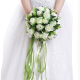 高贵白色玫瑰手捧花韩式仿真婚纱照摄影结婚新娘捧花纯手工花球